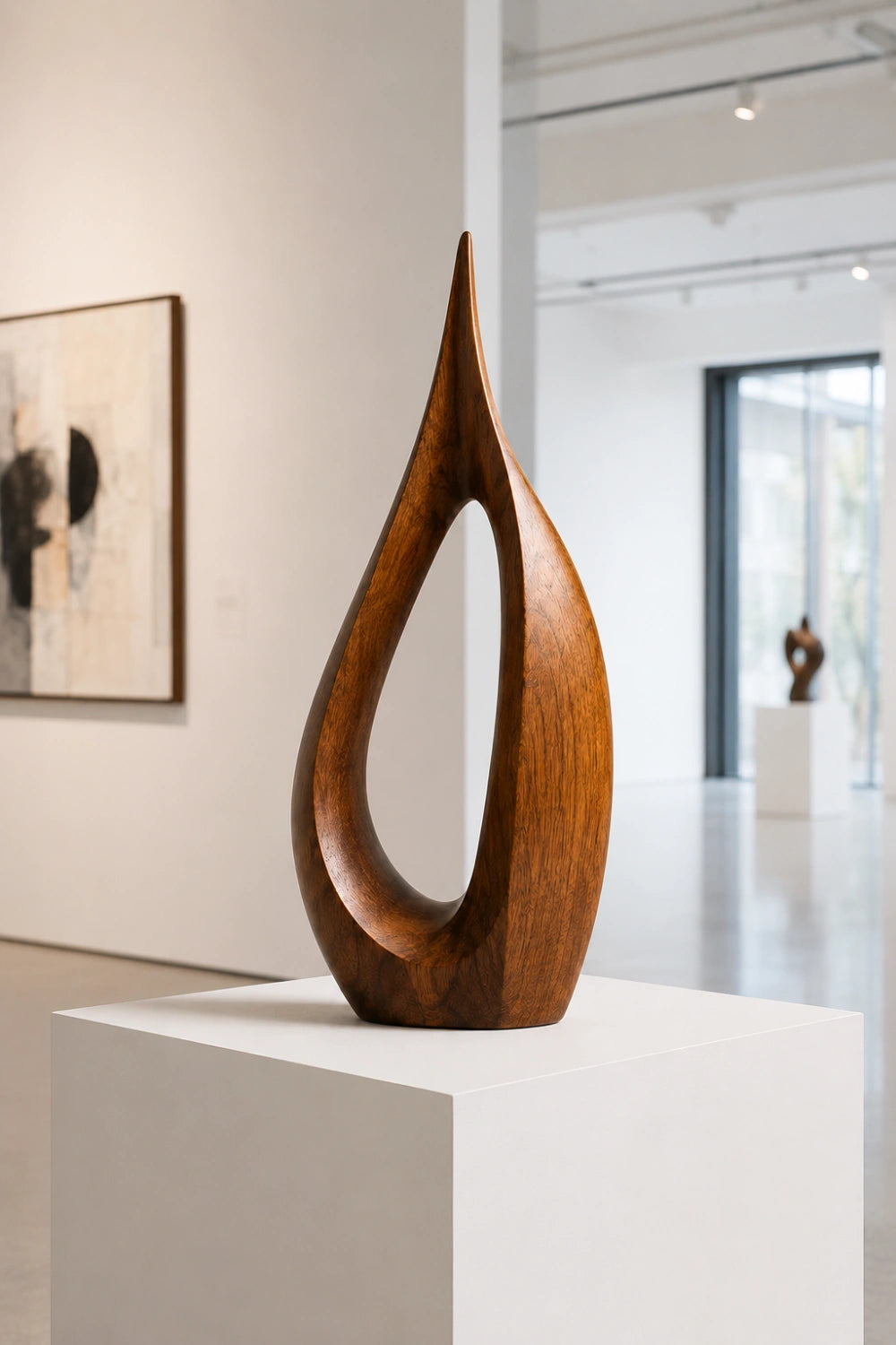 Hollow Teardrop Wood Sculpture | Organic Droplet Table Decor