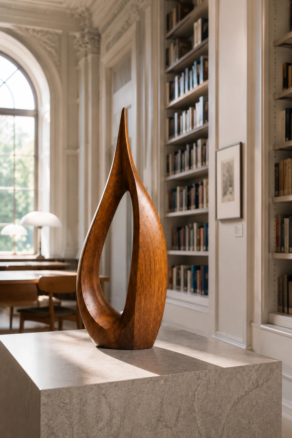 Hollow Teardrop Wood Sculpture | Organic Droplet Table Decor