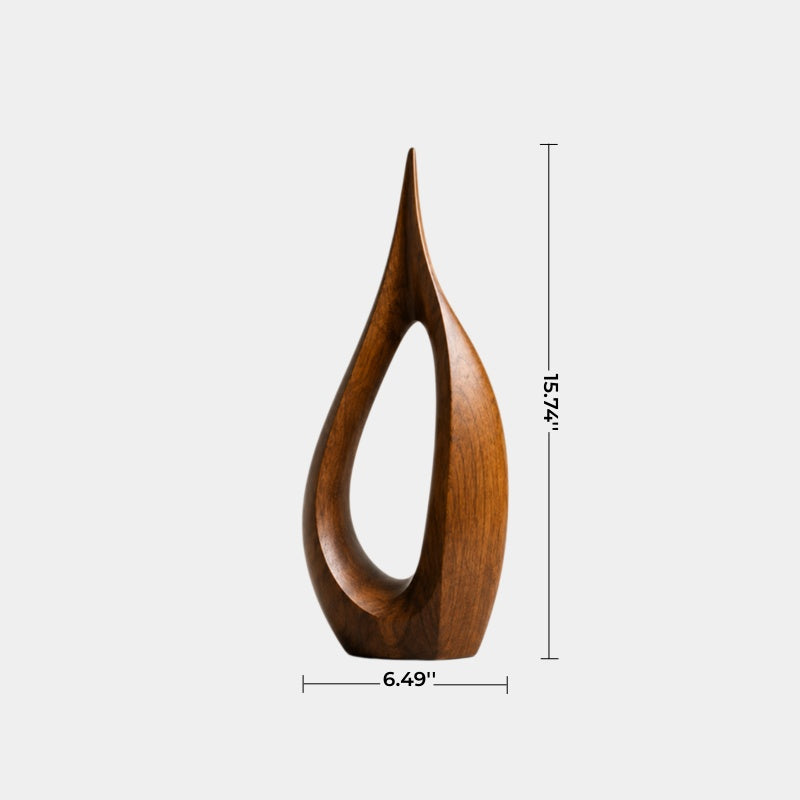 Hollow Teardrop Wood Sculpture | Organic Droplet Table Decor