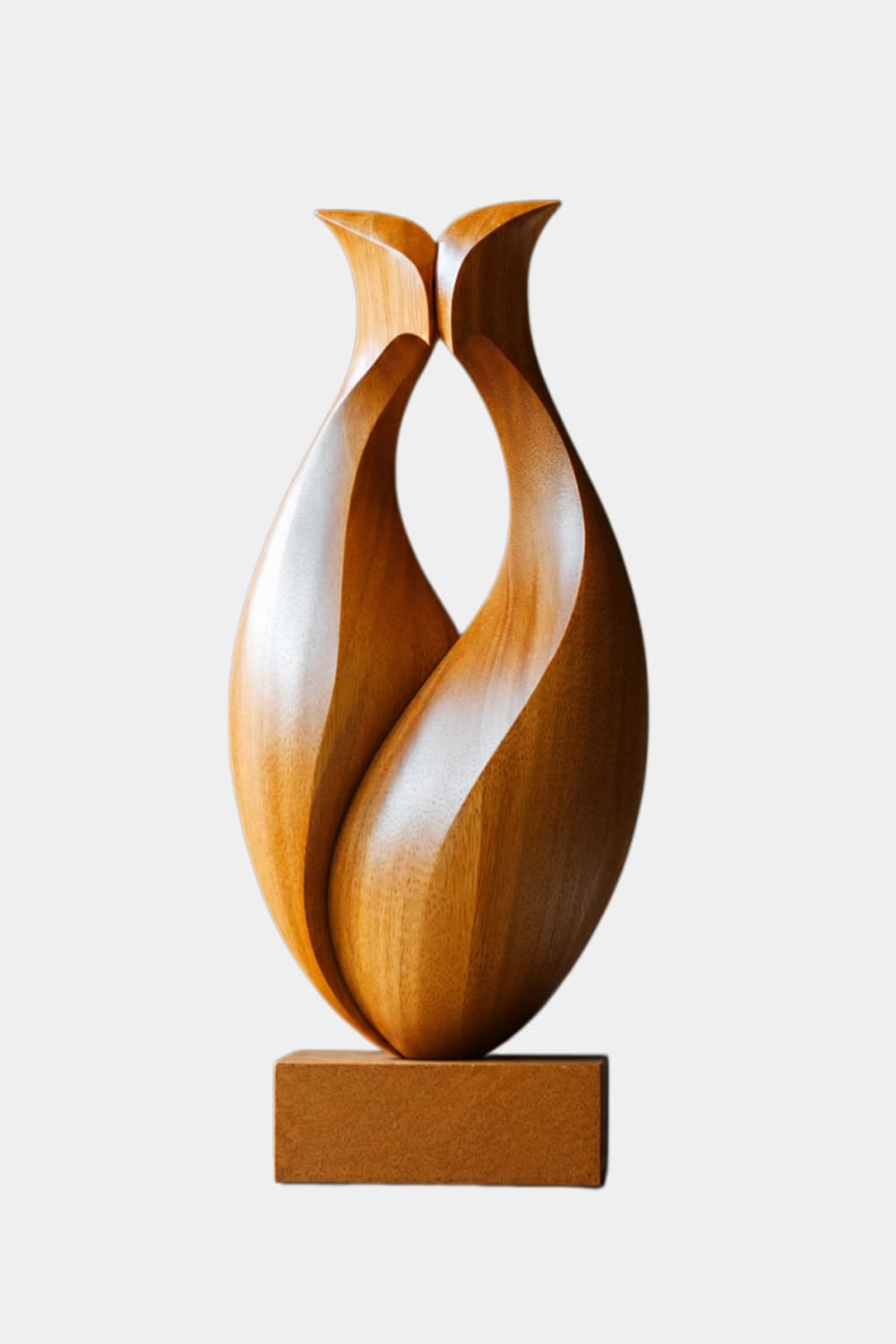 Abstract Wood Tulip Sculpture | Modernist Botanical Shelf Decor | Minimalist Art Gift