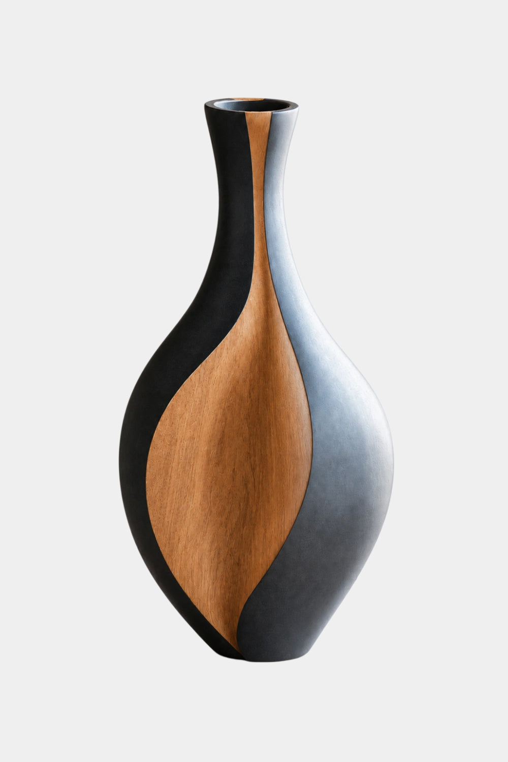 Duo-tone Sculptural Wood Vase | Minimalist Modern Vessel Unique Gift Idea
