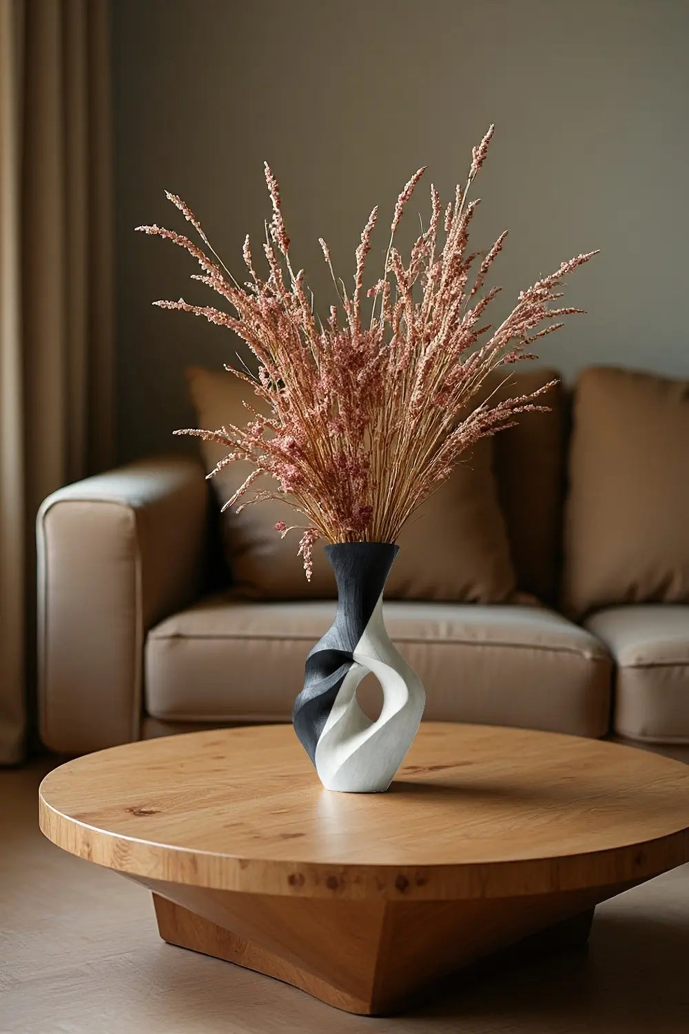 Abstract Wooden Vase Sculpture Handcrafted Modern Sculptural Home Décor