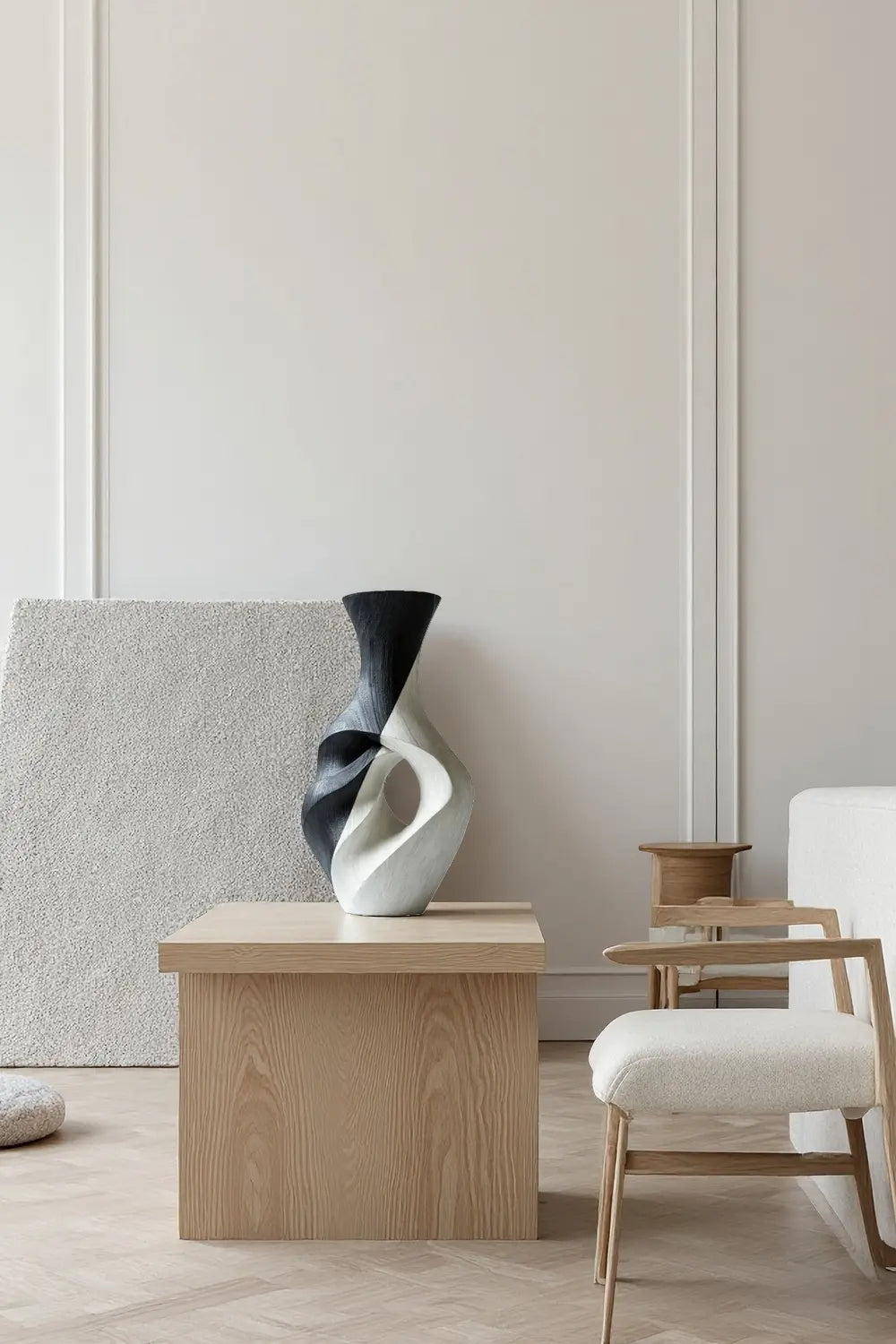 Abstract Wooden Vase Sculpture Handcrafted Modern Sculptural Home Décor