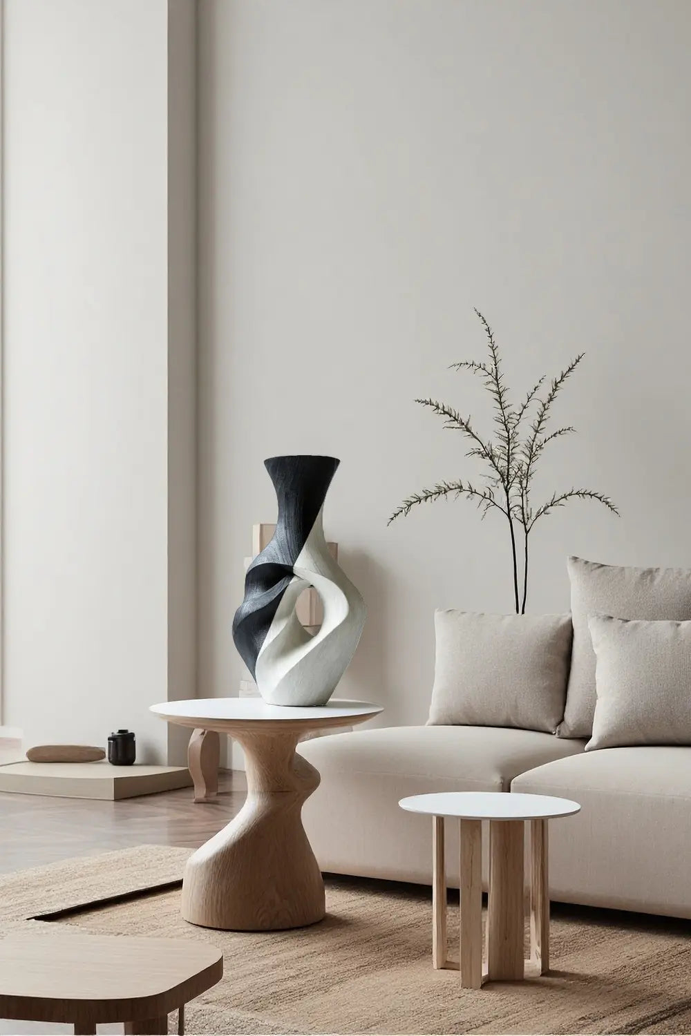 Abstract Wooden Vase Sculpture Handcrafted Modern Sculptural Home Décor