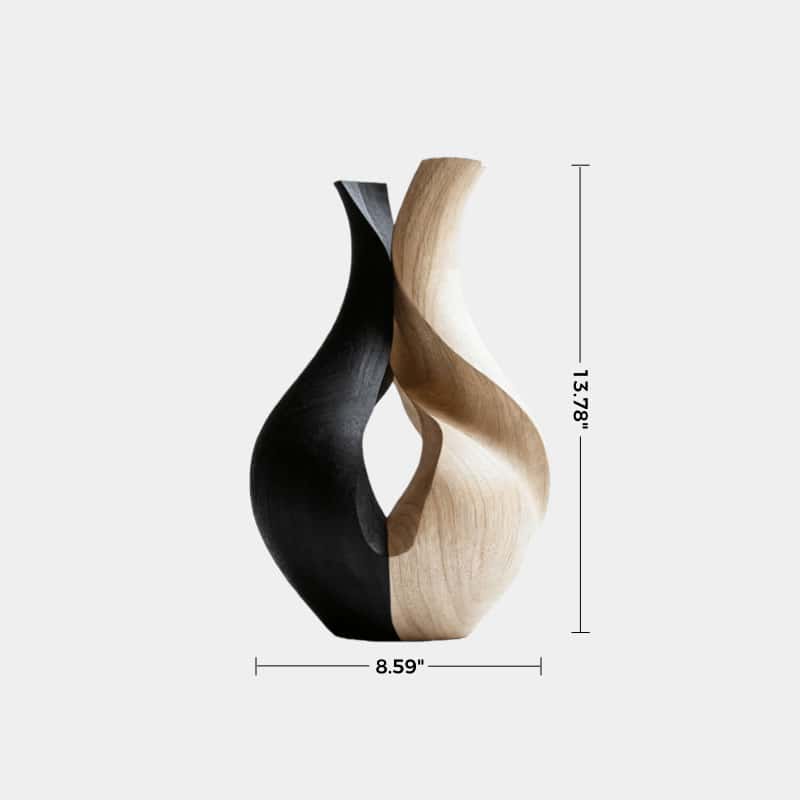 Handcrafted Wooden Vase Sculpture Modern Abstract Wood Art Home Decor 