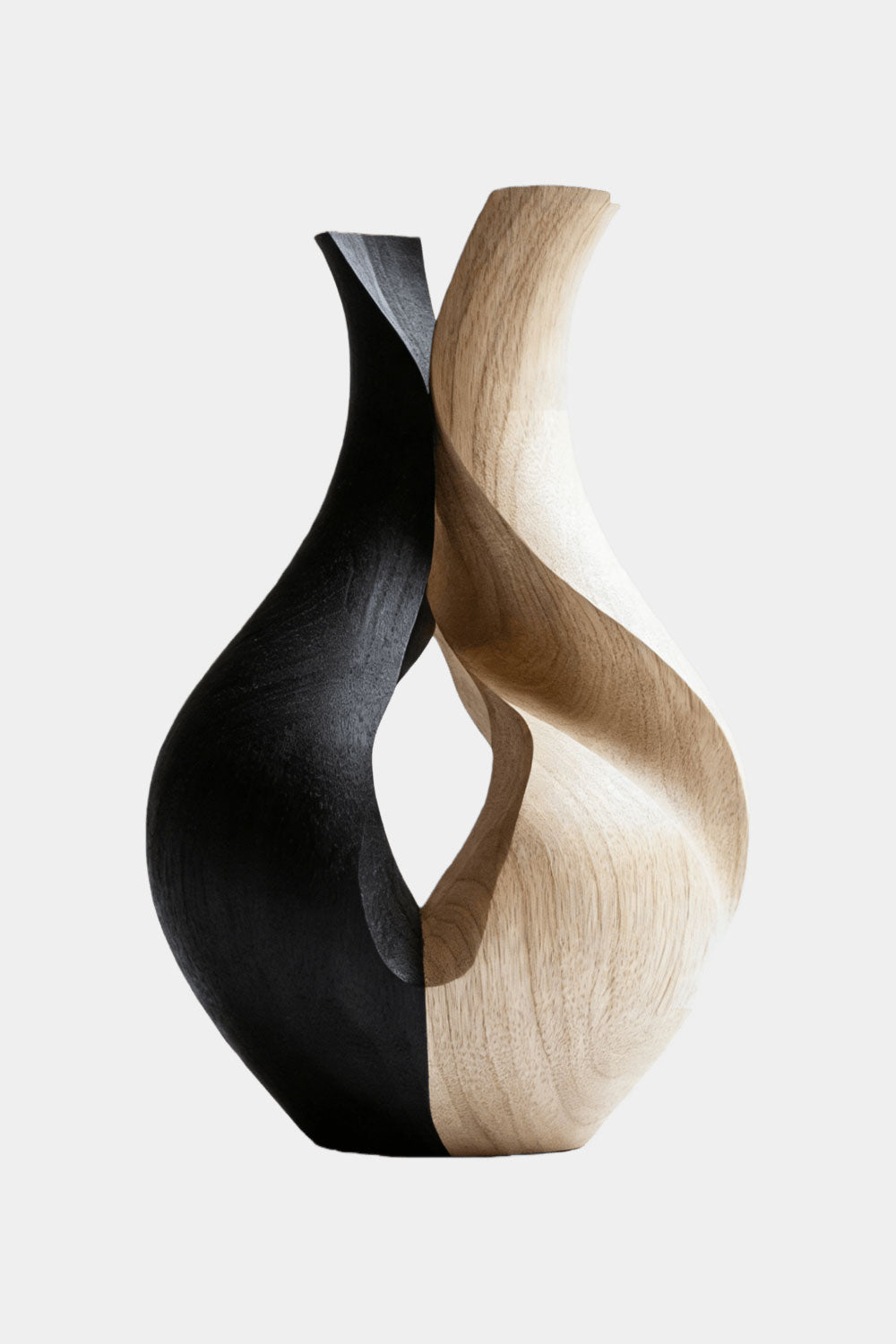 Handcrafted Wooden Vase Sculpture Modern Abstract Wood Art Home Decor 