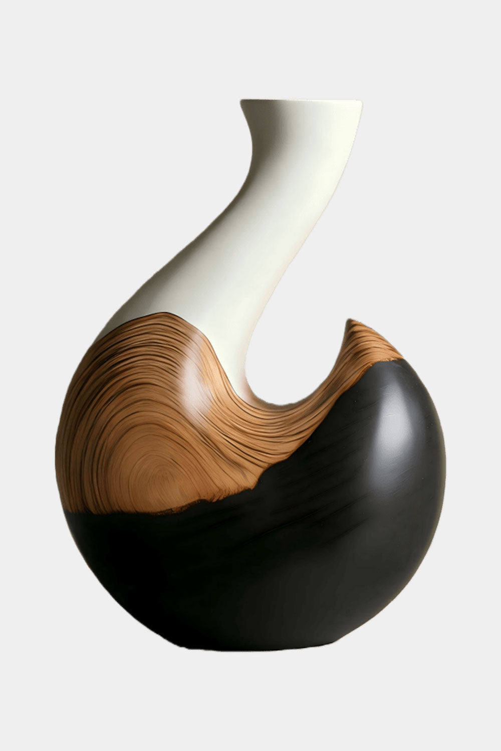 Modern Wooden Vase Sculpture Handcrafted Abstract Wood Home Decor Art