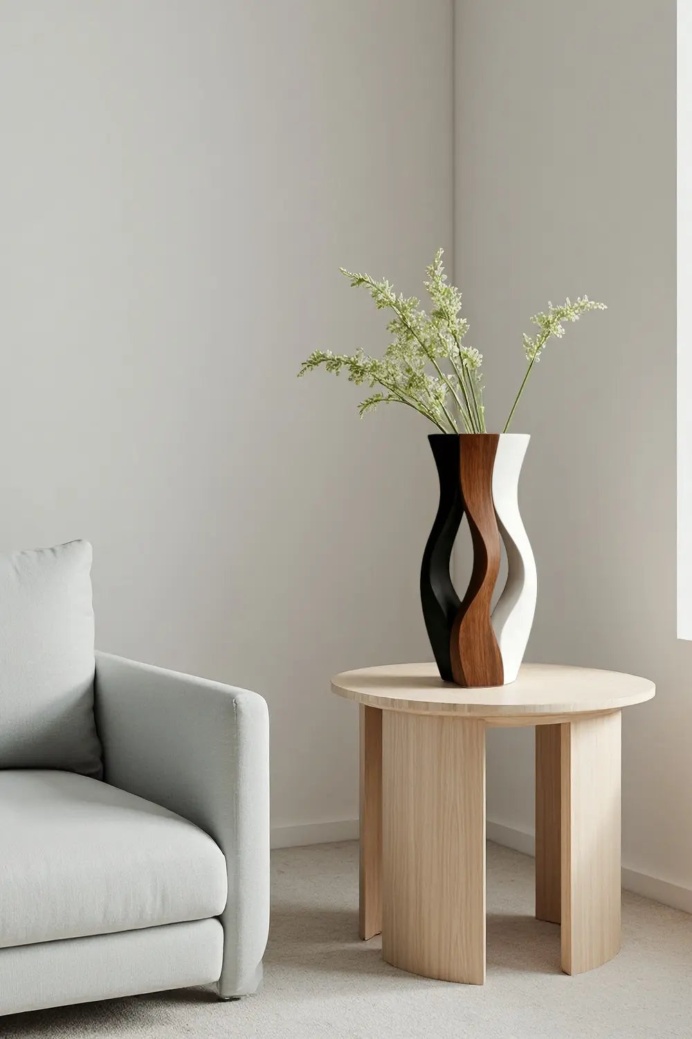 Modern  Wood Vase Unique Handcrafted Decorative Wooden Flower Vase Deco