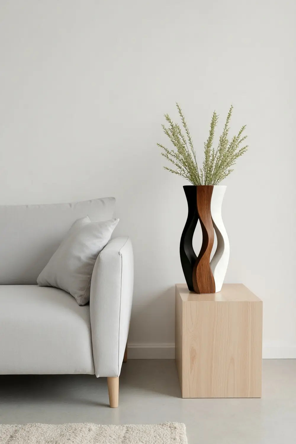 Modern  Wood Vase Unique Handcrafted Decorative Wooden Flower Vase Deco