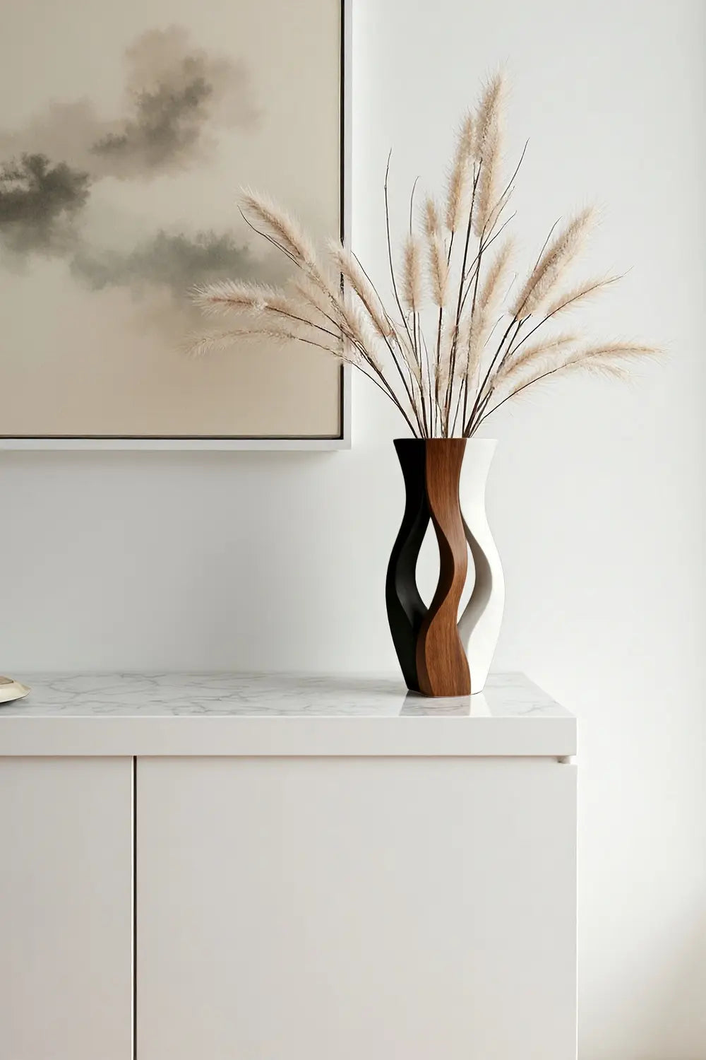 Modern  Wood Vase Unique Handcrafted Decorative Wooden Flower Vase Deco