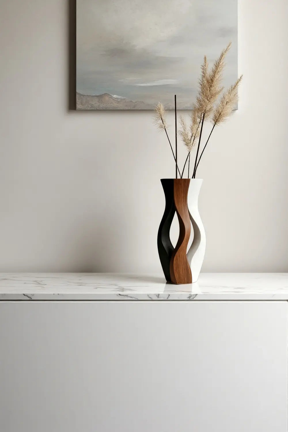 Modern  Wood Vase Unique Handcrafted Decorative Wooden Flower Vase Deco