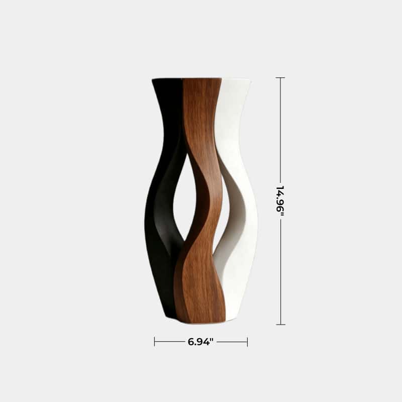 Modern  Wood Vase Unique Handcrafted Decorative Wooden Flower Vase Deco