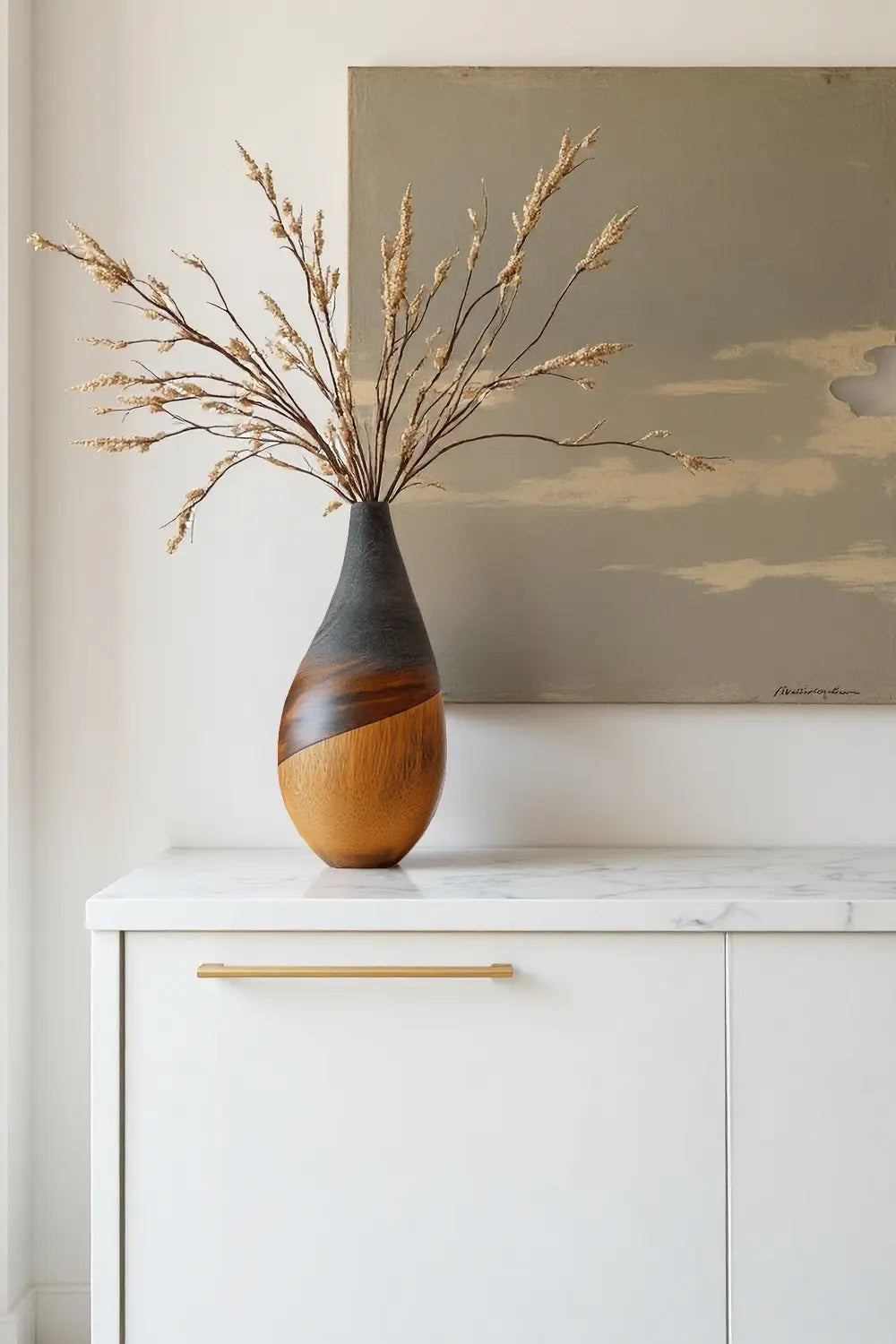 Organic Teardrop Wood Bud Vase Sleek Natural Grain Minimalist Tabletop Decor