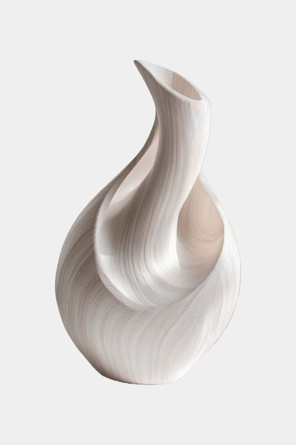 Elegant Spiral White Wood Vase Fluid Organic Decorative Vase for Home Decor