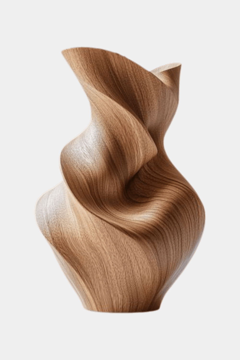 Unique Organic Swirl Wood Vase | Twisted Natural Solid Wood Vase for Home Decor