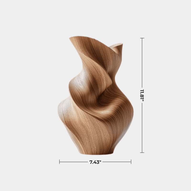 Unique Organic Swirl Wood Vase | Twisted Natural Solid Wood Vase for Home Decor