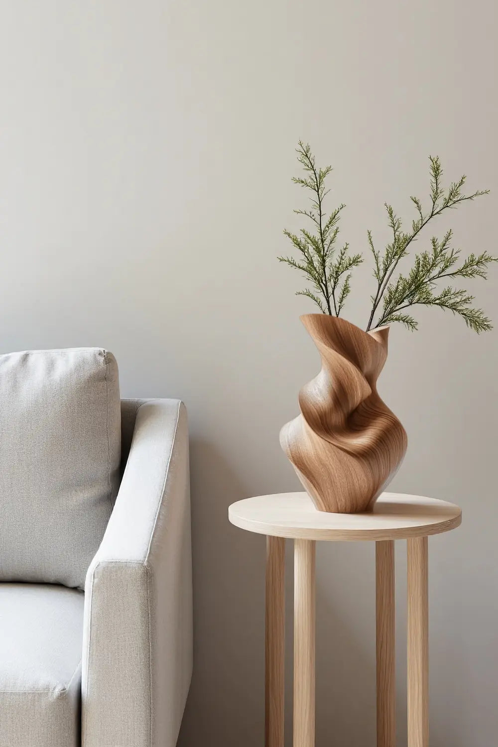 Unique Organic Swirl Wood Vase | Twisted Natural Solid Wood Vase for Home Decor