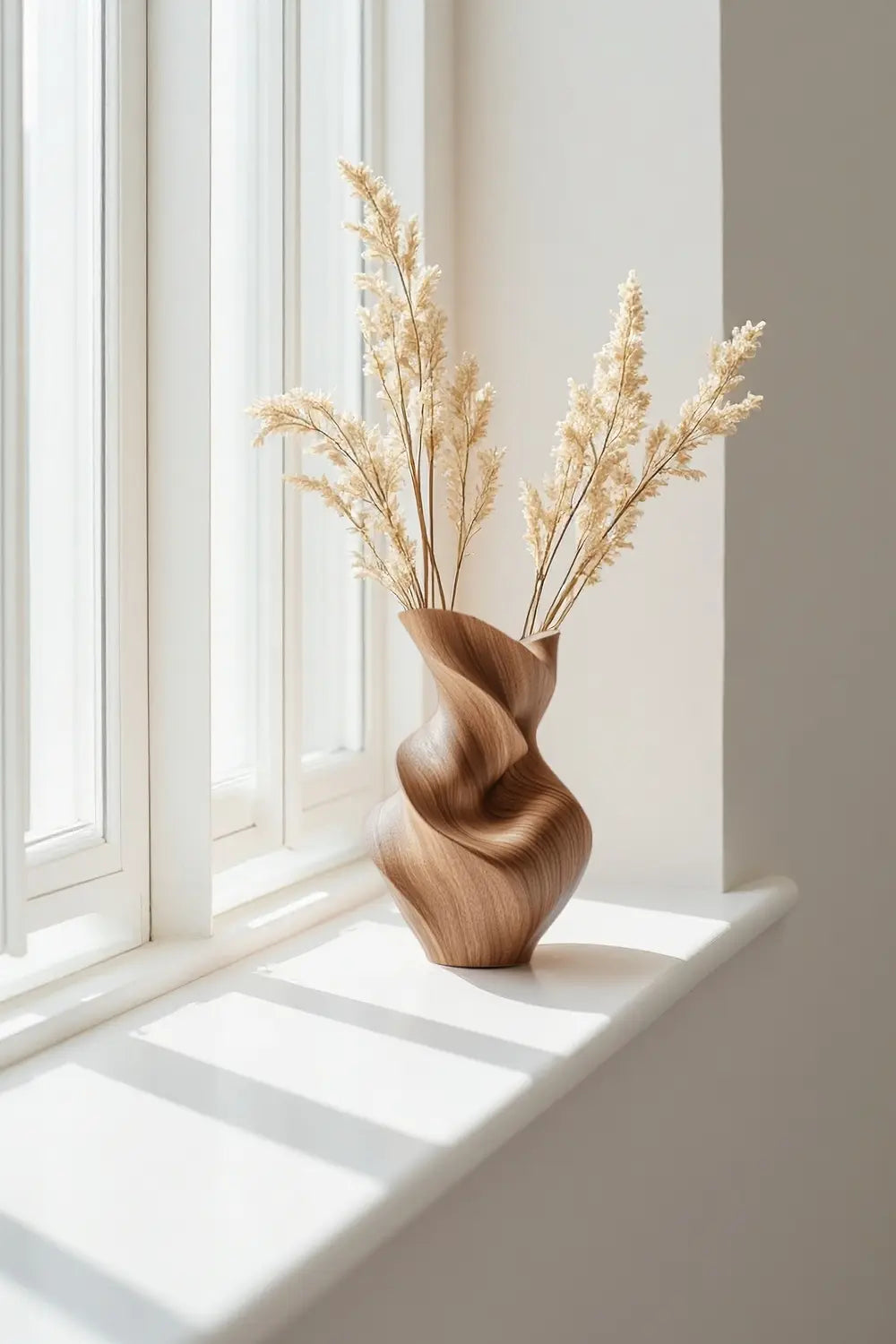 Unique Organic Swirl Wood Vase | Twisted Natural Solid Wood Vase for Home Decor