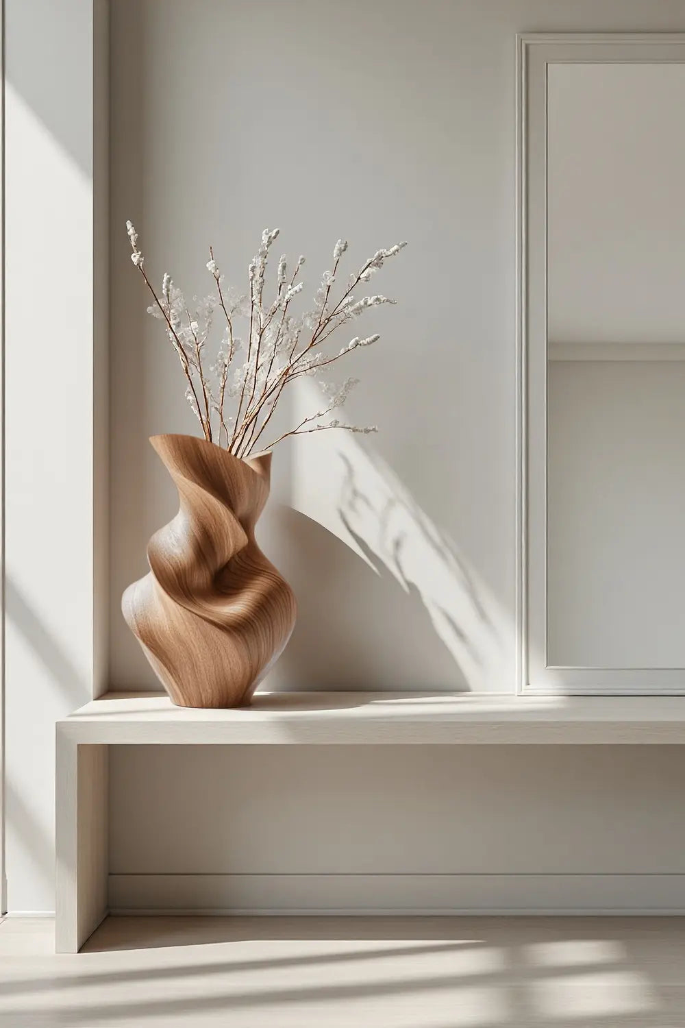 Unique Organic Swirl Wood Vase | Twisted Natural Solid Wood Vase for Home Decor