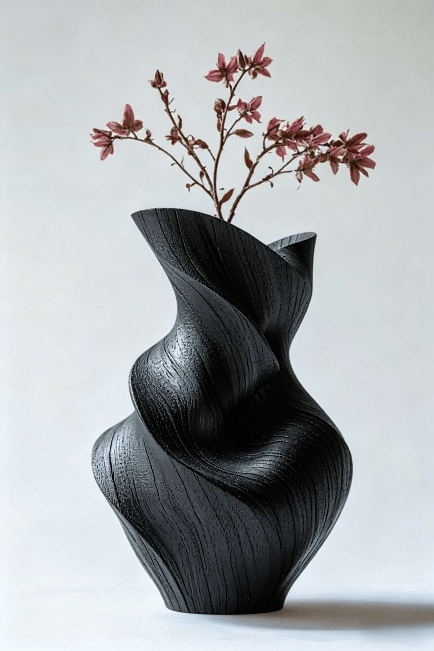 Unique Organic Swirl Wood Vase | Twisted Natural Solid Wood Vase for Home Decor