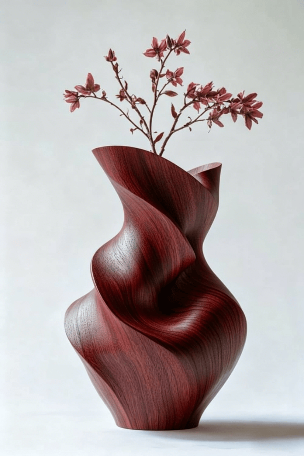 Unique Organic Swirl Wood Vase | Twisted Natural Solid Wood Vase for Home Decor