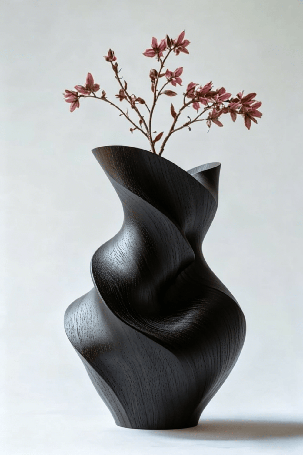 Unique Organic Swirl Wood Vase | Twisted Natural Solid Wood Vase for Home Decor
