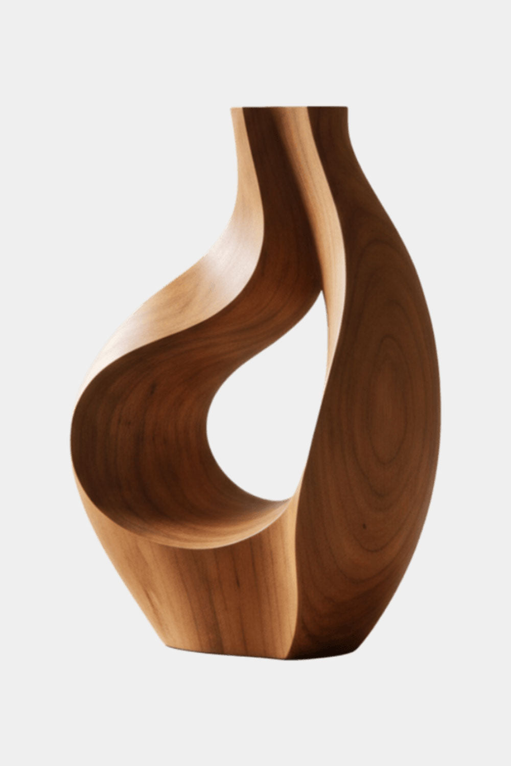 Modern Circular Wood Flower Vase Minimalist Hand-Finished Desktop Accent
