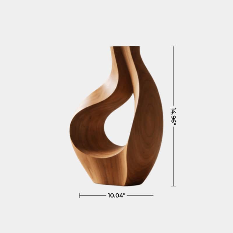 Modern Circular Wood Flower Vase Minimalist Hand-Finished Desktop Accent