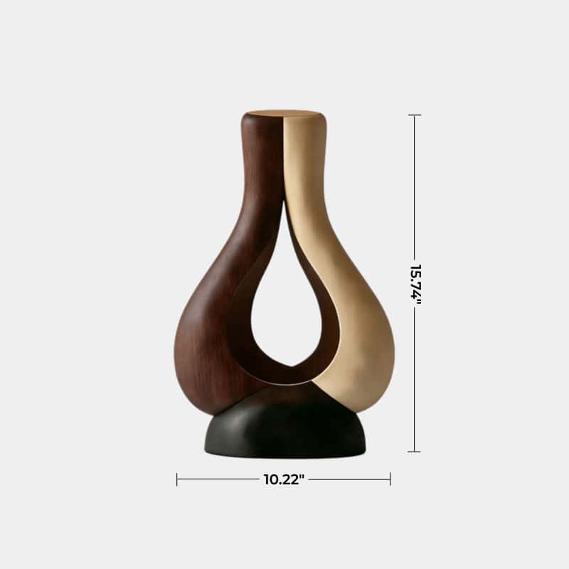Minimalist Organic Wood Vase Sculpture Unique Hollow Teardrop Home Decor Accent