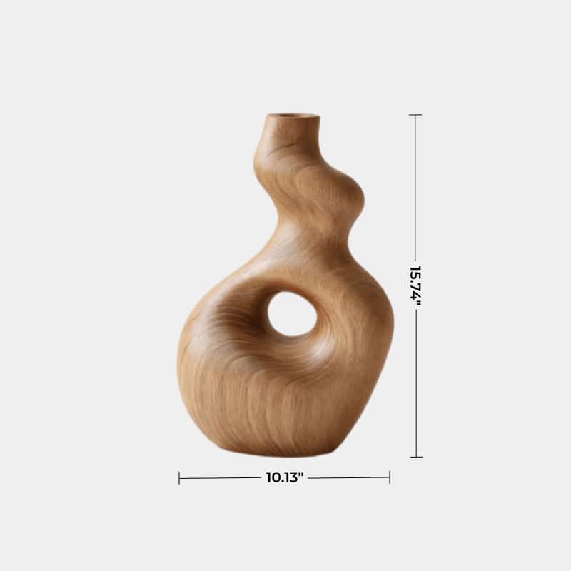 Organic Modern Wood Vase Sculpture Abstract Hand-Finished Tabletop Art Decor