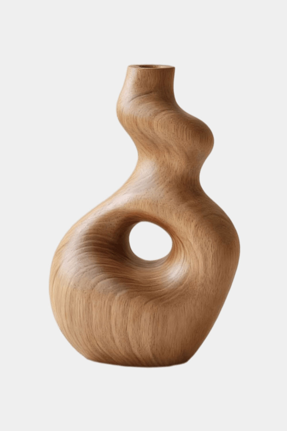 Organic Modern Wood Vase Sculpture Abstract Hand-Finished Tabletop Art Decor