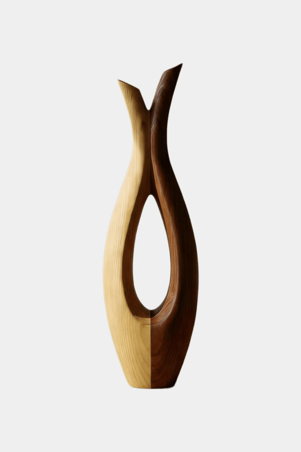 Minimalist Wood Bud Vase Elegant Two Tone Solid Wood Decorative Piece