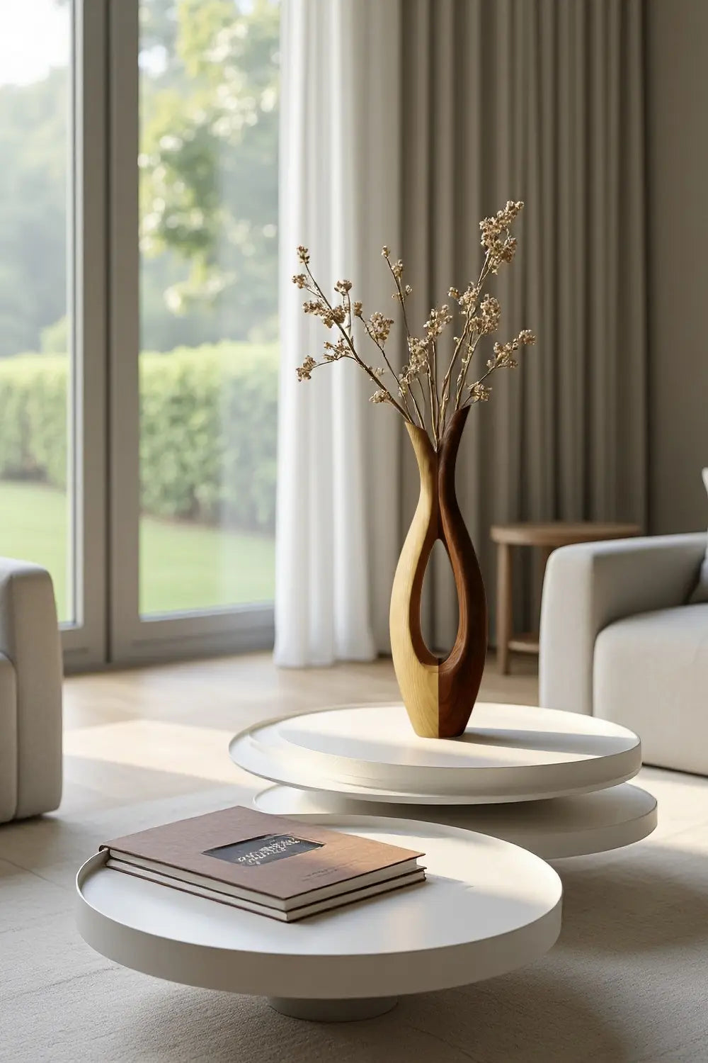 Minimalist Wood Bud Vase Elegant Two Tone Solid Wood Decorative Piece