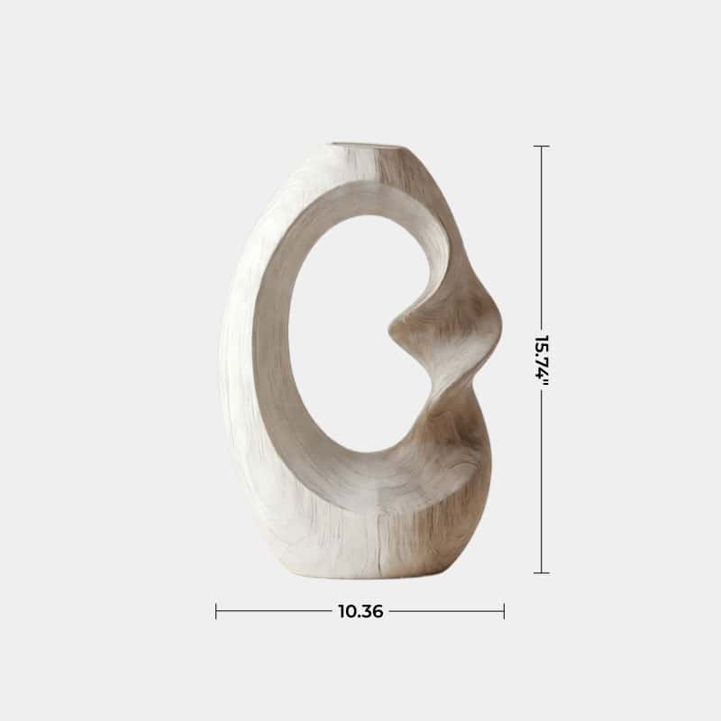 Unique Circular Wood Vase Sculpture Hand Finished Sculptural Home Decor