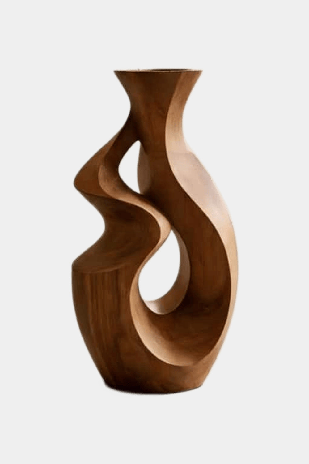Minimalist Hollow Wood Vase Sculpture Handcrafted Solid Wood Home Decor Piece