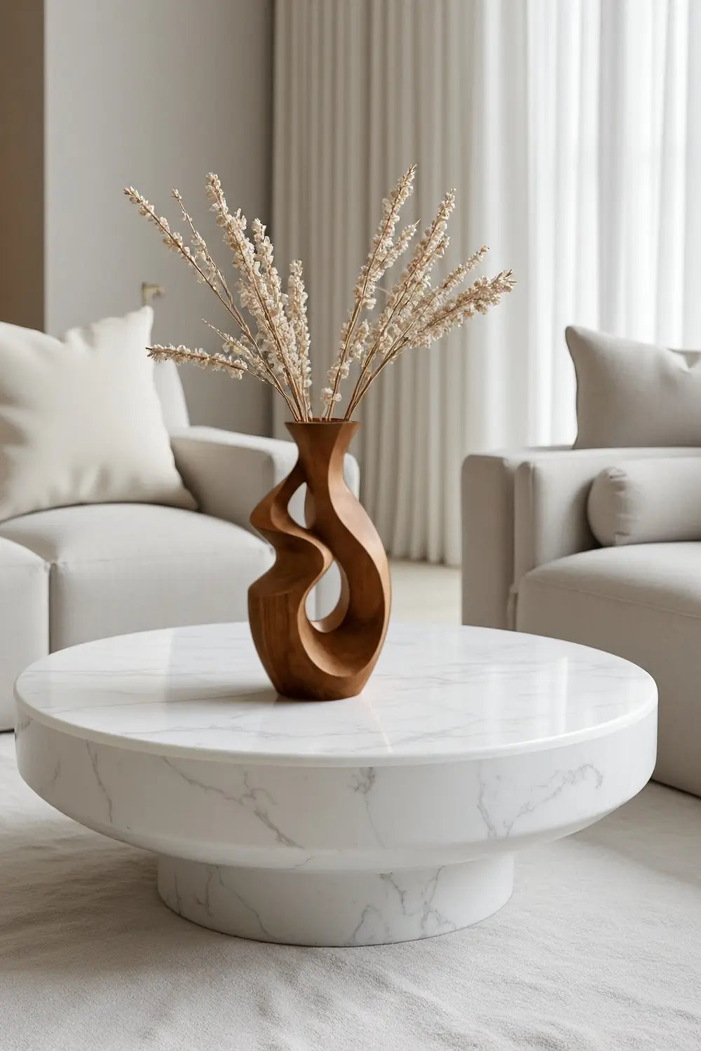 Minimalist Hollow Wood Vase Sculpture Handcrafted Solid Wood Home Decor Piece