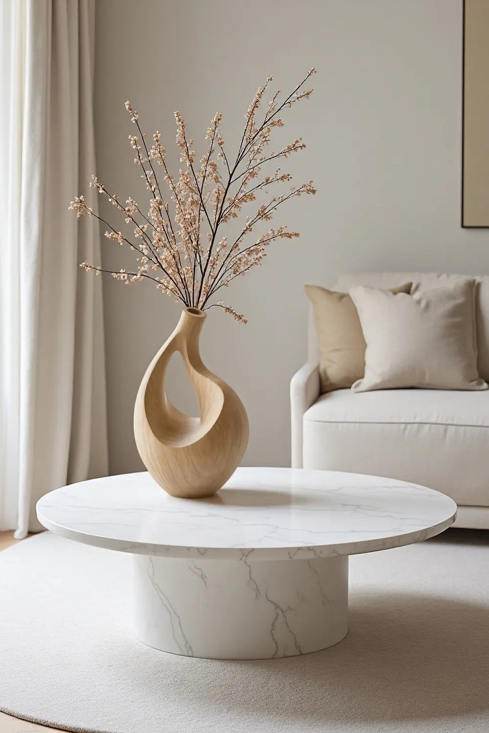 Unique Teardrop Wood Vase Sculpture Abstract Solid Wood Tabletop Decor