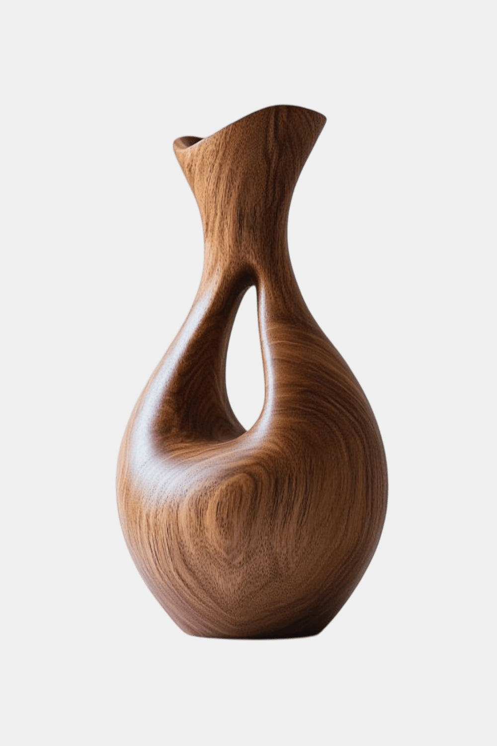 Abstract Wabi-Sabi Wood Vase Sculpture Organic Handcrafted Shelf Decor