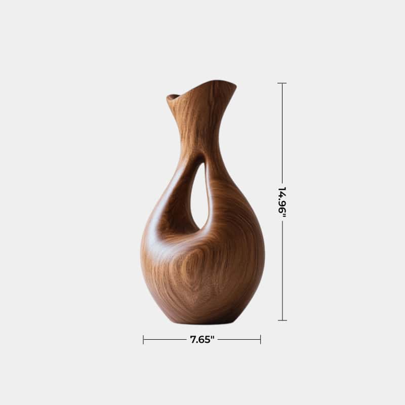 Abstract Wabi-Sabi Wood Vase Sculpture Organic Handcrafted Shelf Decor