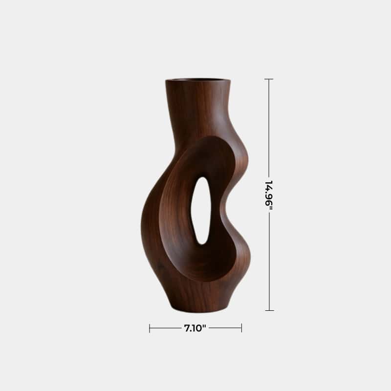 Modern Hollow Wood Sculpture Vase Unique Negative Space Art for Home Decor
