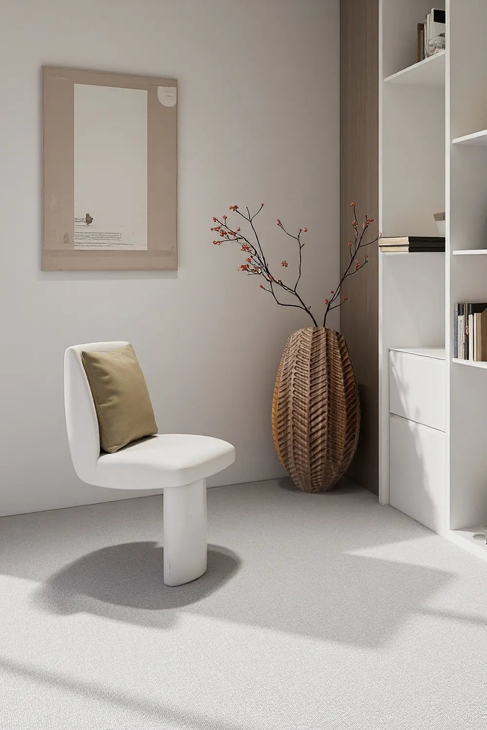 Textured Hand-Carved Wood Vase | Unique Ornamental Gift for Home Decoration