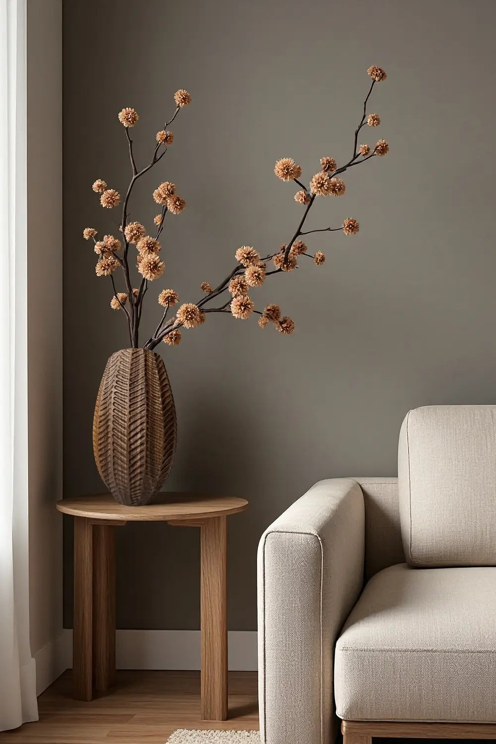 Textured Hand-Carved Wood Vase | Unique Ornamental Gift for Home Decoration