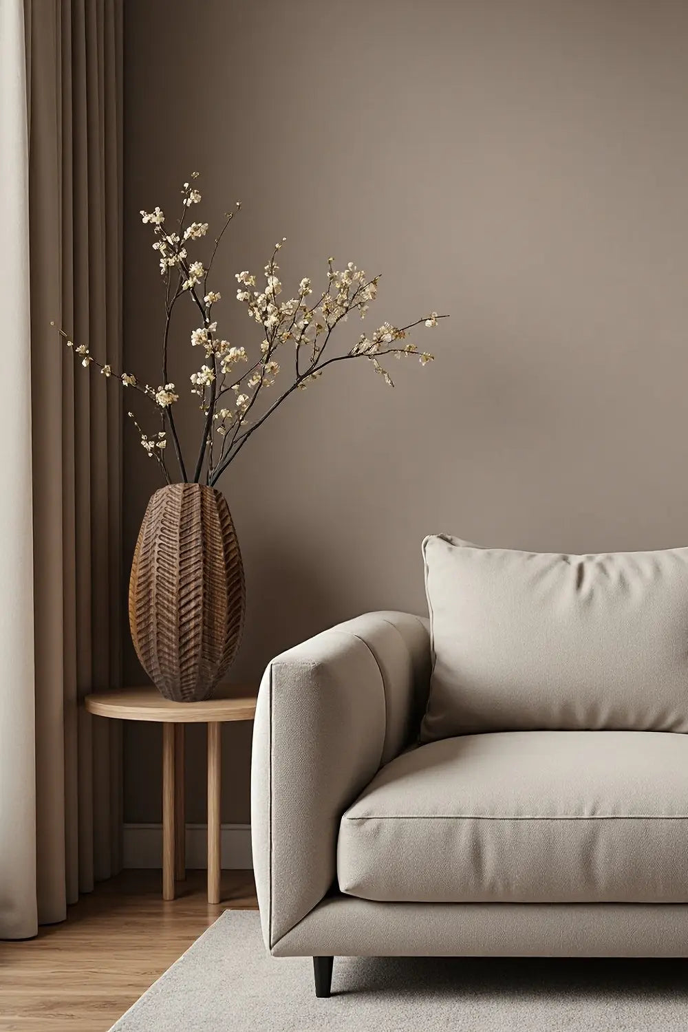 Textured Hand-Carved Wood Vase | Unique Ornamental Gift for Home Decoration