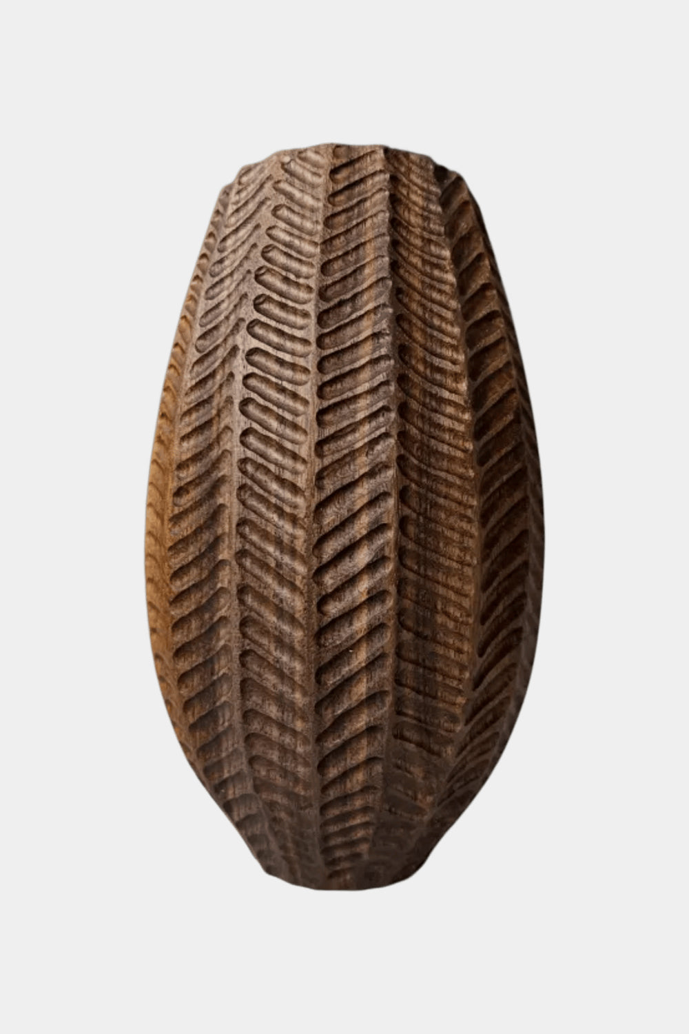 Textured Hand-Carved Wood Vase | Unique Ornamental Gift for Home Decoration
