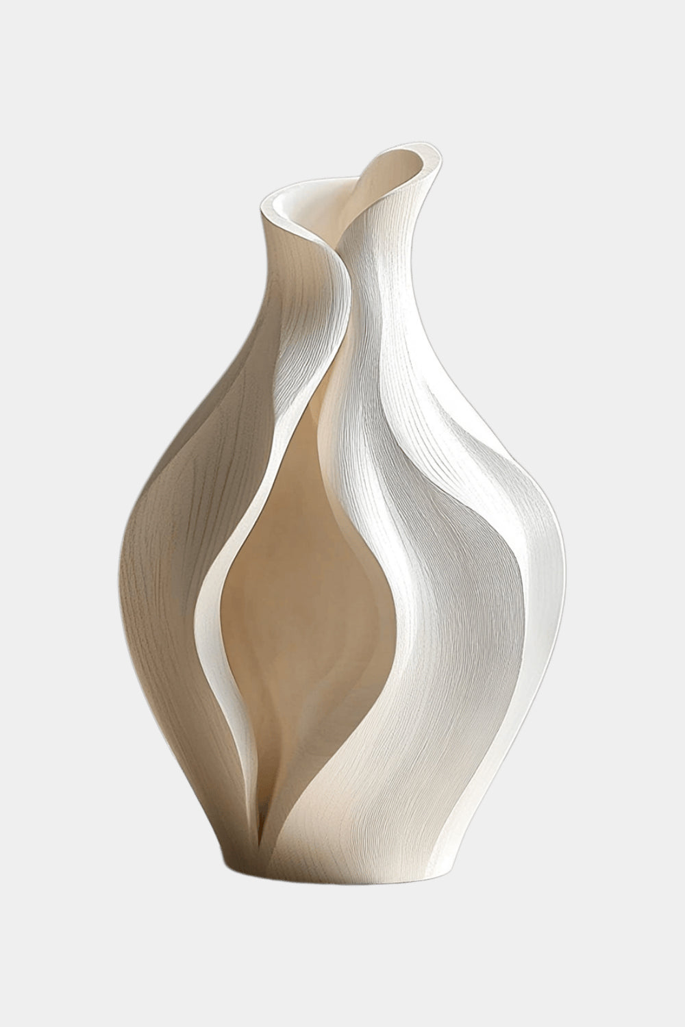 Artistic Sculptural Wood Vase | Modern Layered Wave Home Decor & Gift
