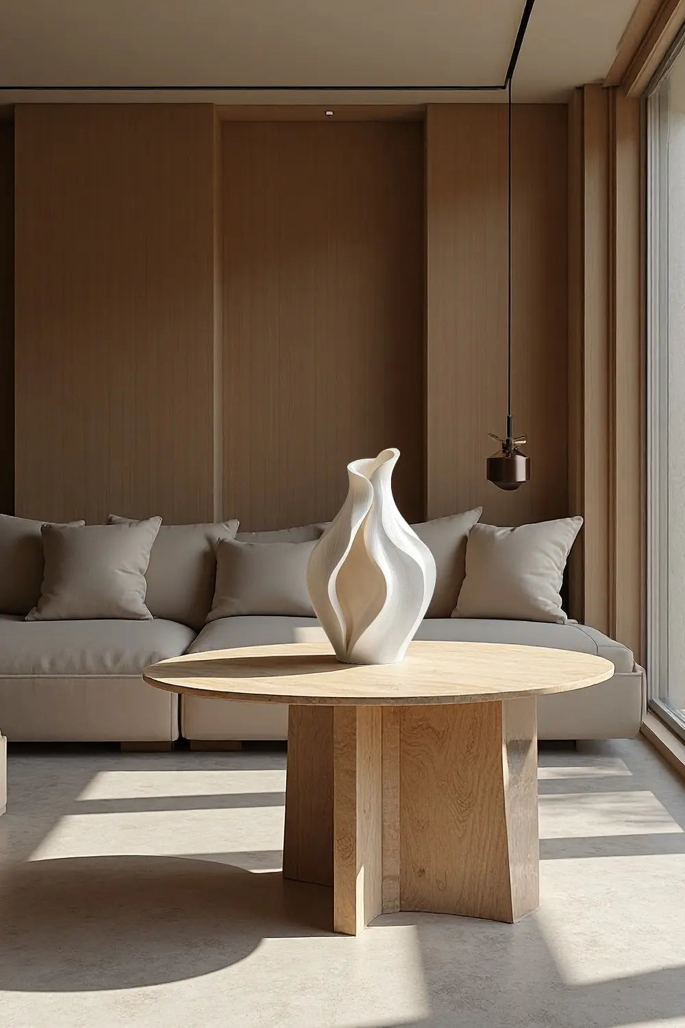 Artistic Sculptural Wood Vase | Modern Layered Wave Home Decor & Gift
