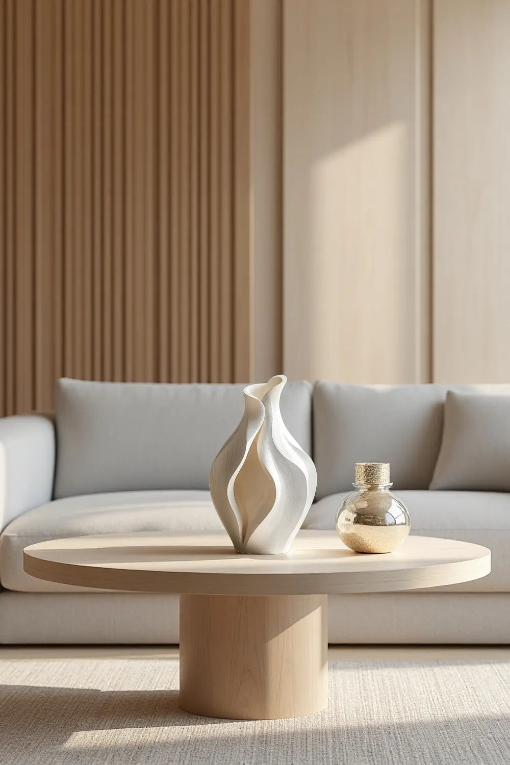 Artistic Sculptural Wood Vase | Modern Layered Wave Home Decor & Gift