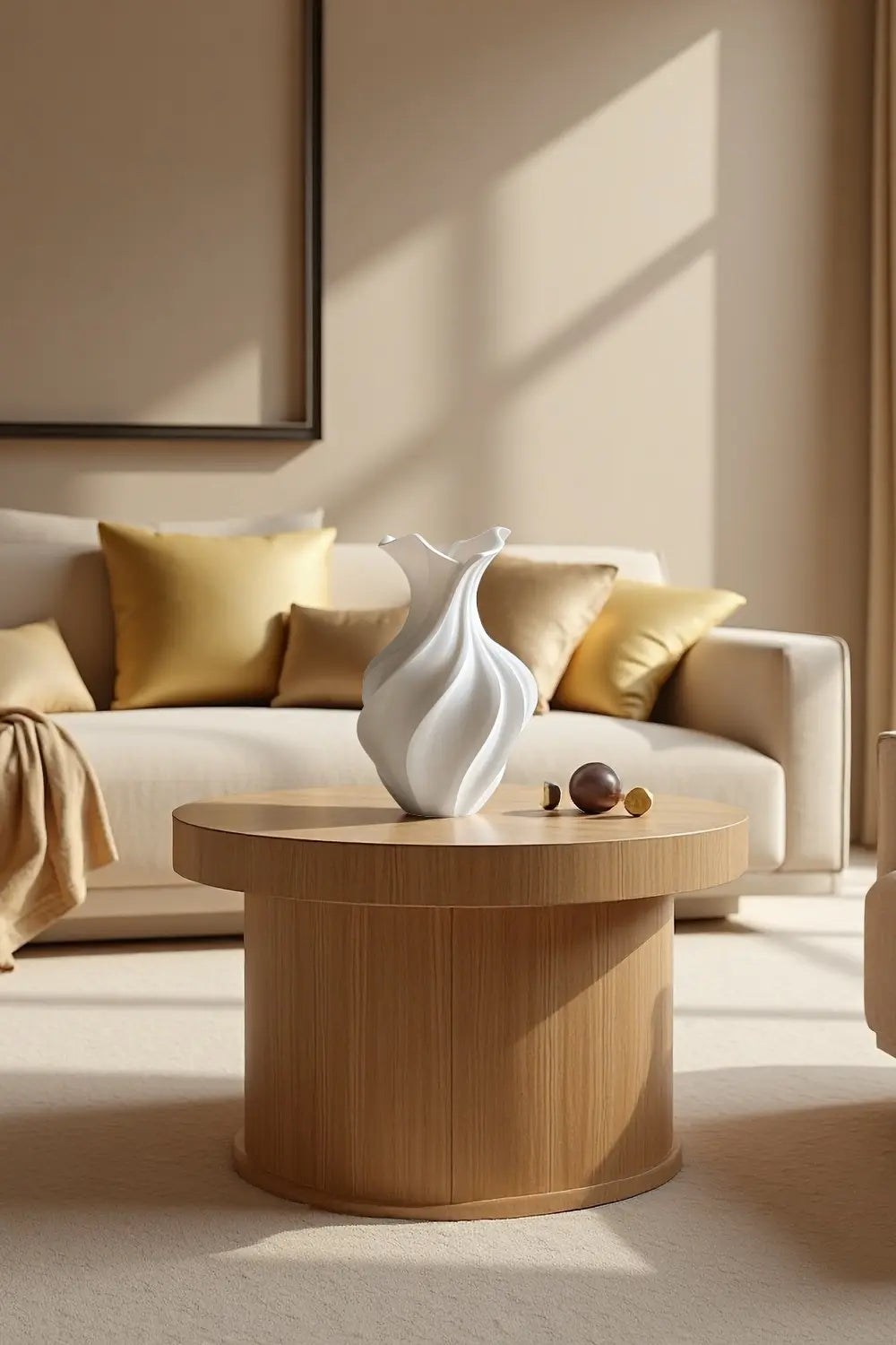Artistic Sculptural Wood Vase | Modern Layered Wave Home Decor & Gift