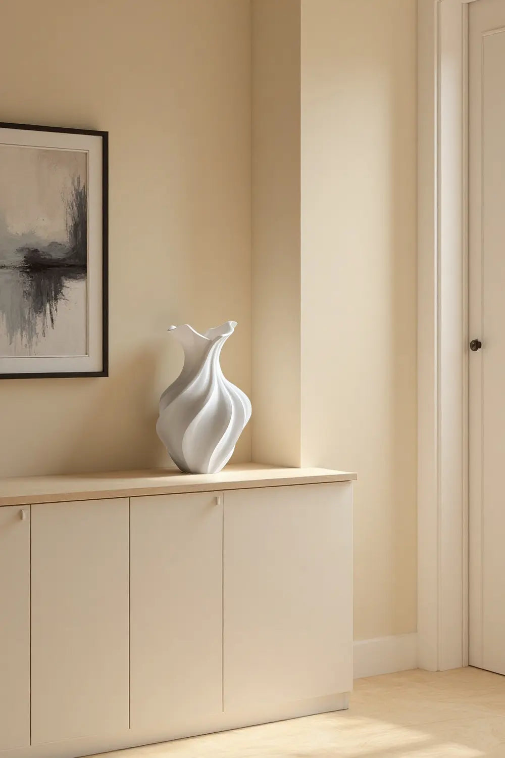 Artistic Sculptural Wood Vase | Modern Layered Wave Home Decor & Gift
