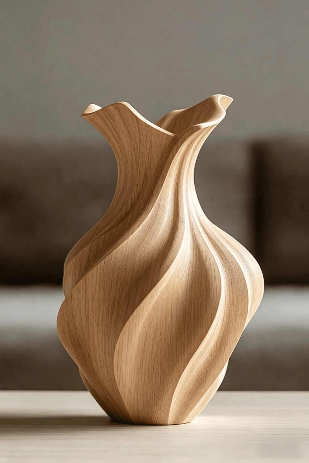 Artistic Sculptural Wood Vase | Modern Layered Wave Home Decor & Gift